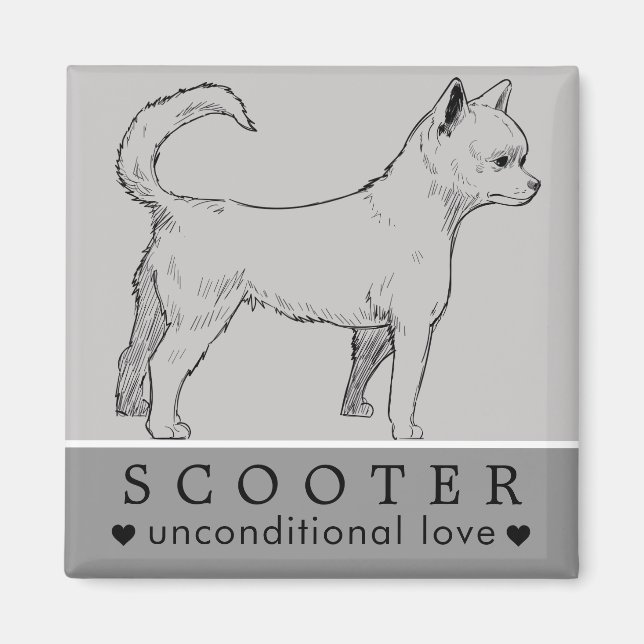 Hund Valp Husdjur Personligt Namn Magnet (Framsidan)