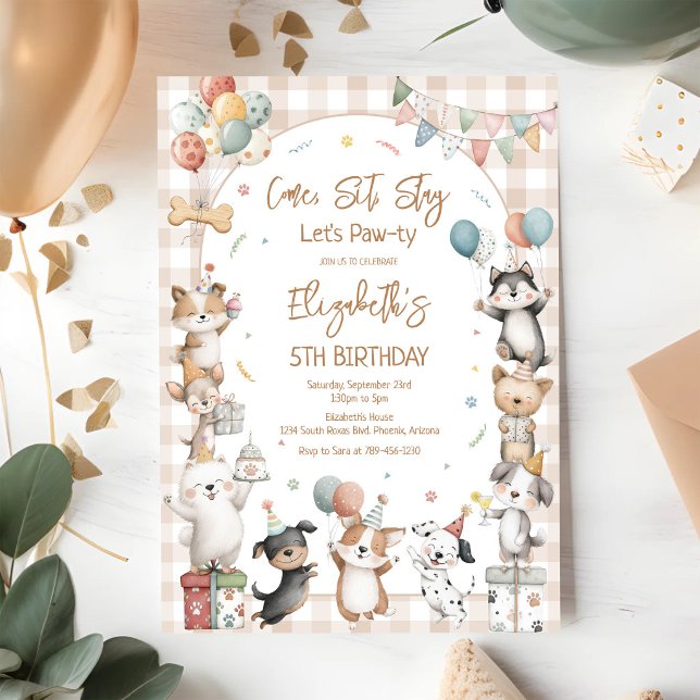 Hund Valp Pawty Födelsedag Inbjudningar (Skapare uppladdad)