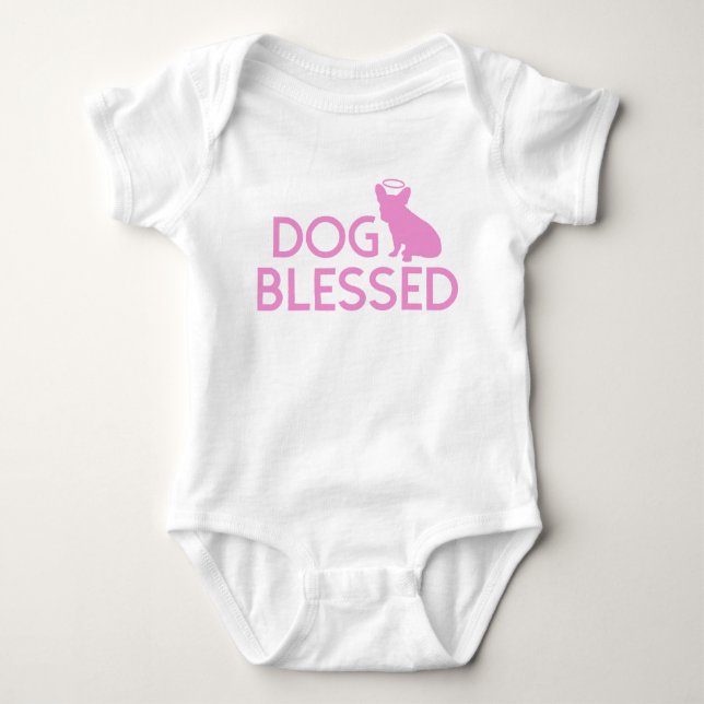 "Hund välsignad" fransk crawlsimmare för T Shirt (Framsida)