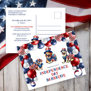 Hund vänligt nr Fireworks 4:e juli BBQ Party Helg Vykort