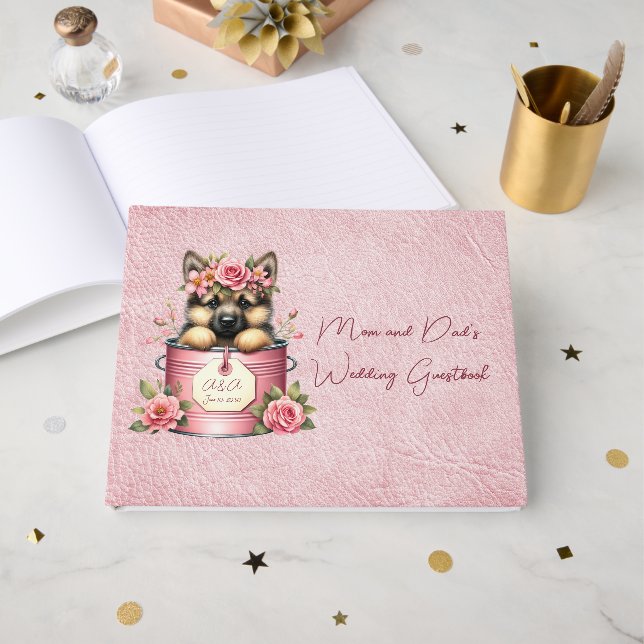 Hund Vänner Mamma och Pappa Bröllop Gästböcker (Framsida Öppen)