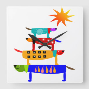 Hund värld fyrkantig klocka