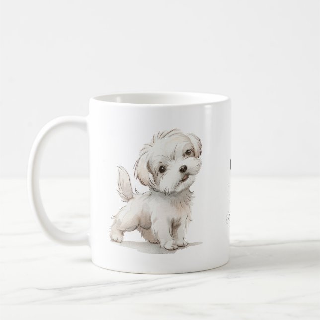 Hund vattenfärg kaffemugg (Vänster)
