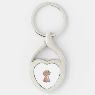 Hund Vattenfärg Twisted Heart Silverfärgad Nyckelring