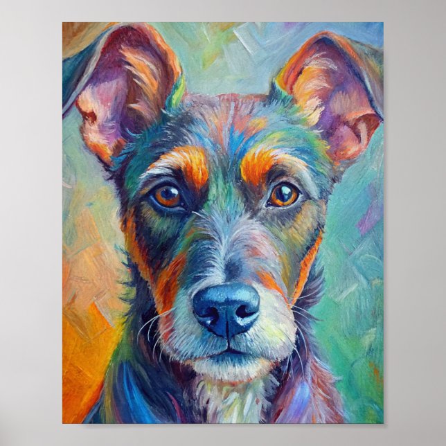 Hund Vattenfärgsfärg Poster (Framsidan)