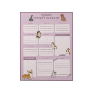 Hund veckovis Planner Lakan Anteckningsblock