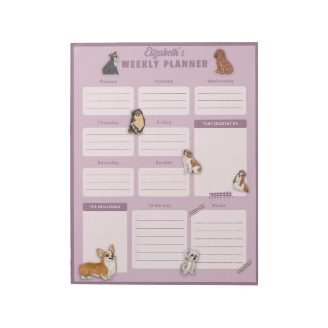 Hund veckovis Planner Lakan Anteckningsblock (Roterad)