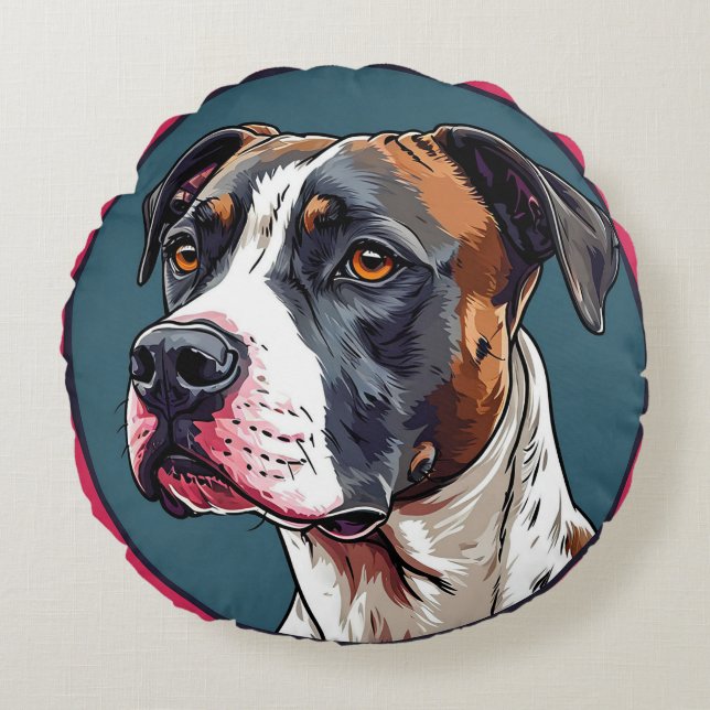 Hund Vektor Illustration Rund Kudde (Framsidan)
