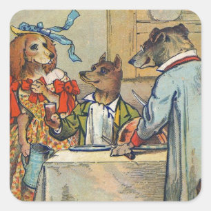 Hund Victorian Dinner Dress Doggy Fyrkantigt Klistermärke