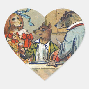 Hund Victorian Dinner Dress Doggy Hjärtformat Klistermärke