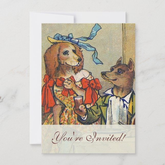 Hund Victorian Dinner Dress Doggy Inbjudningar (Framsida)