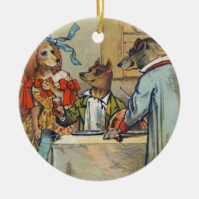 Hund Victorian Dinner Dress Doggy Julgransprydnad Keramik (Framsidan)