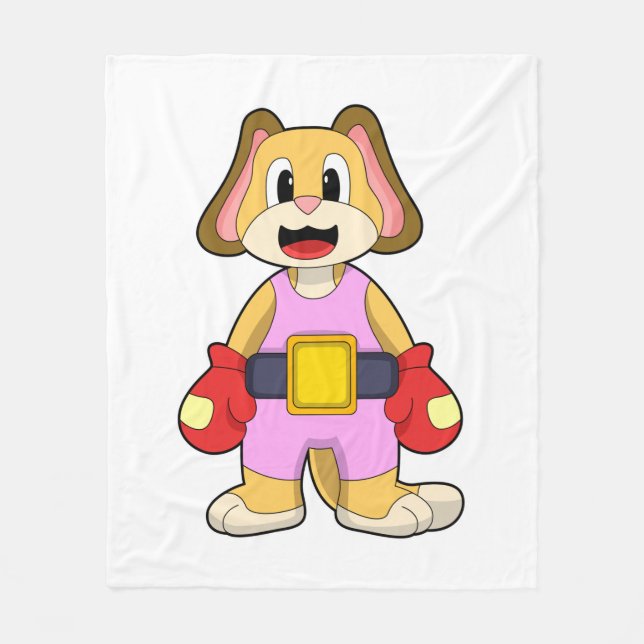 Hund vid Boxing med Boxing handskar Fleecefilt (Framsidan)
