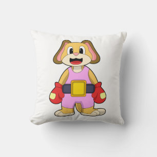 Hund vid Boxing med Boxing handskar Kudde