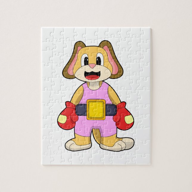 Hund vid Boxing med Boxing handskar Pussel (Vertikal)