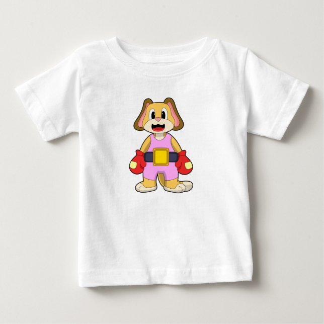 Hund vid Boxing med Boxing handskar T Shirt (Framsida)