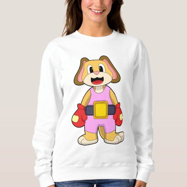 Hund vid Boxing med Boxing handskar T Shirt (Framsida)