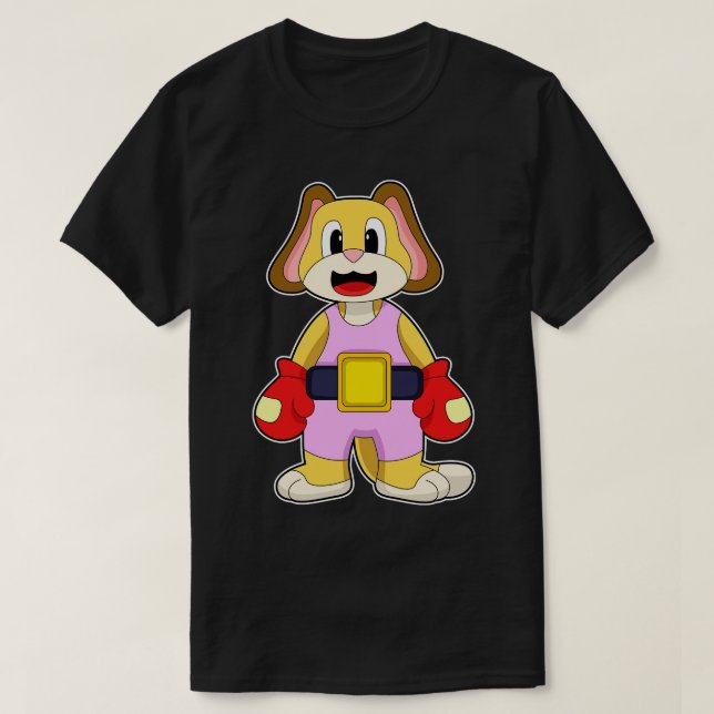 Hund vid Boxing med Boxing handskar T Shirt (Design framsida)