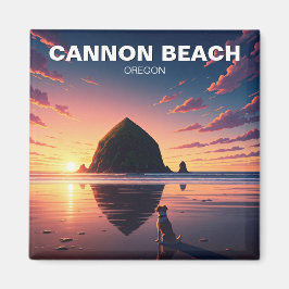 Hund vid Cannon Beach Oregon Magnet