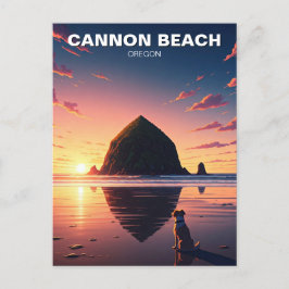 Hund vid Cannon Beach Oregon Vykort