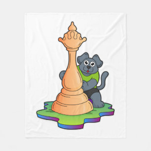 Hund vid Chess med Chess biet Queen Fleecefilt