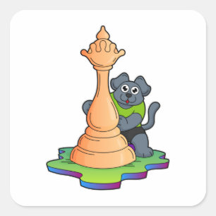 Hund vid Chess med Chess biet Queen Fyrkantigt Klistermärke