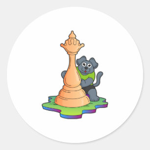 Hund vid Chess med Chess biet Queen Runt Klistermärke
