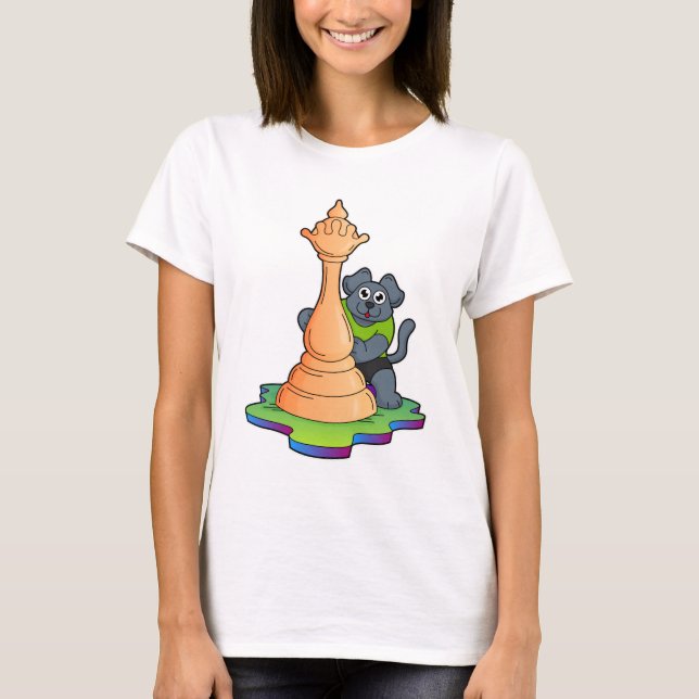 Hund vid Chess med Chess biet Queen T Shirt (Framsida)