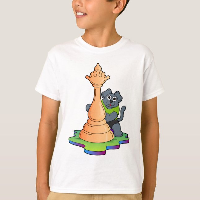 Hund vid Chess med Chess biet Queen T Shirt (Framsida)