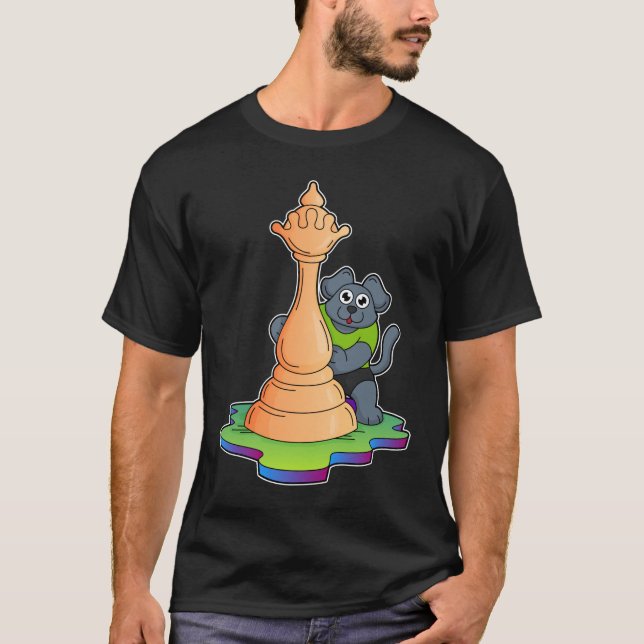 Hund vid Chess med Chess biet Queen T Shirt (Framsida)