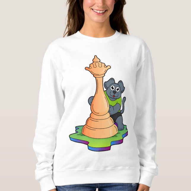 Hund vid Chess med Chess biet Queen T Shirt (Framsida)