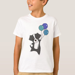 Hund vid gränsen flyger med ballonger från sötdjur t shirt
