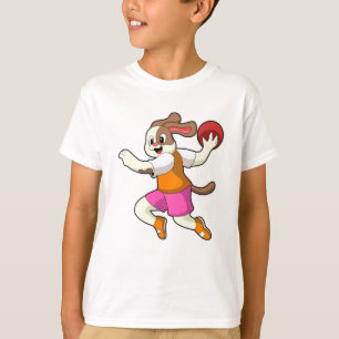 Hund vid Handball-spelare med handboll T Shirt