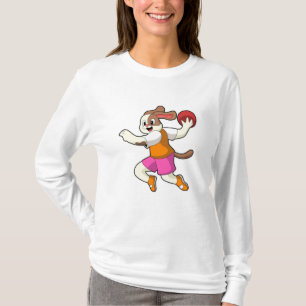 Hund vid Handball-spelare med handboll T Shirt