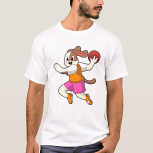 Hund vid Handball-spelare med handboll T Shirt