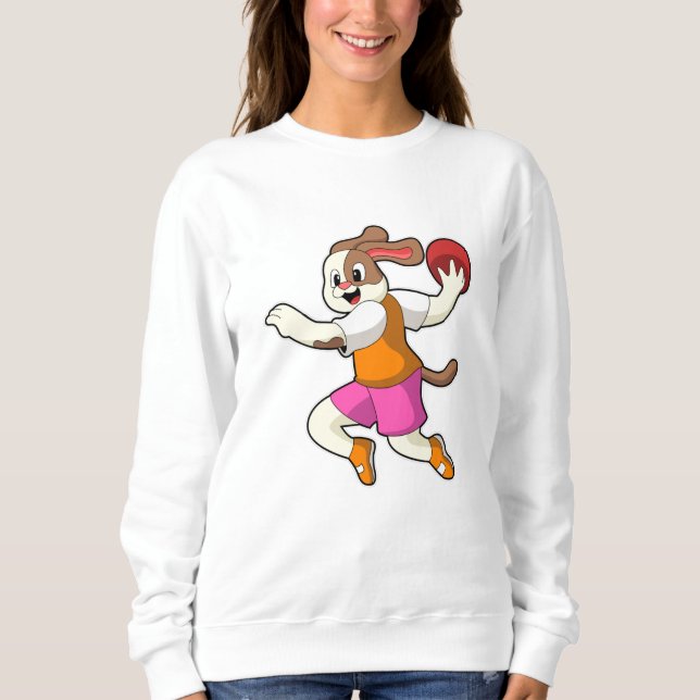 Hund vid Handball-spelare med handboll T Shirt (Framsida)