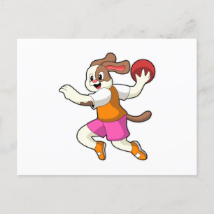 Hund vid Handball-spelare med handboll Vykort