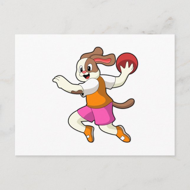 Hund vid Handball-spelare med handboll Vykort (Framsida)