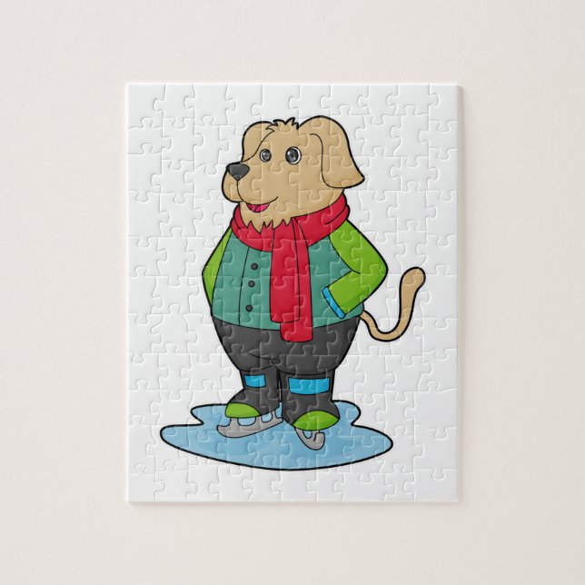 Hund vid isrocka med isskiffer pussel (Vertikal)