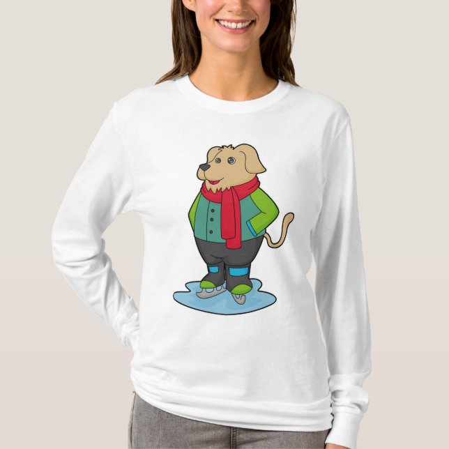 Hund vid isrocka med isskiffer t shirt (Framsida)