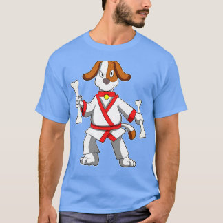 Hund vid martialkonsten Karate med Bone T Shirt