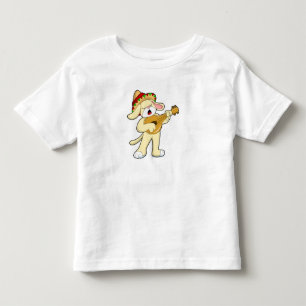 Hund vid musik med gitarr t shirt