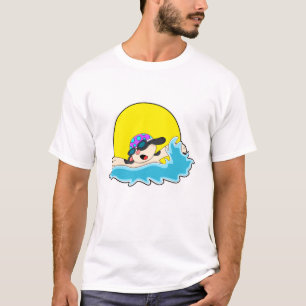 Hund vid simning med glasögon för Simma T Shirt