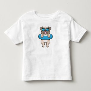 Hund vid simning med Simma ring T Shirt