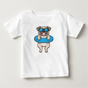 Hund vid simning med Simma ring T Shirt