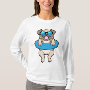 Hund vid simning med Simma ring T Shirt