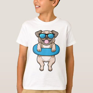 Hund vid simning med Simma ring T Shirt