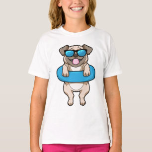 Hund vid simning med Simma ring T Shirt
