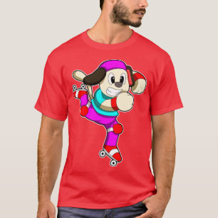 Hund vid textbundna skridskor med inline-skateskap t shirt