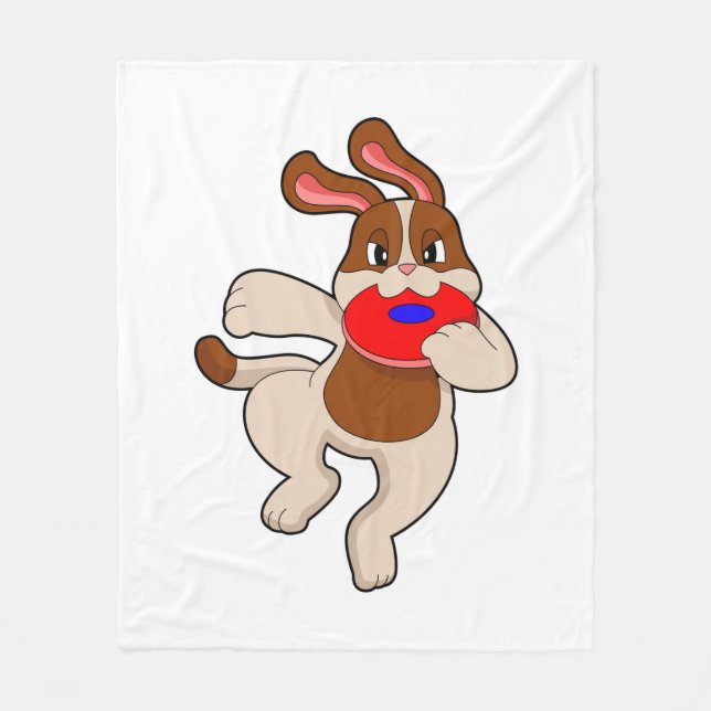 Hund vid uppspelning fleecefilt (Framsidan)